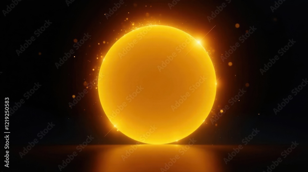 Obraz premium Luminous Orb Illuminating a Dark Void with Golden Glimmering Particles