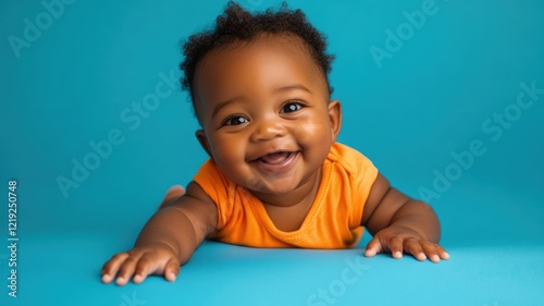 Happy African baby in a bri...