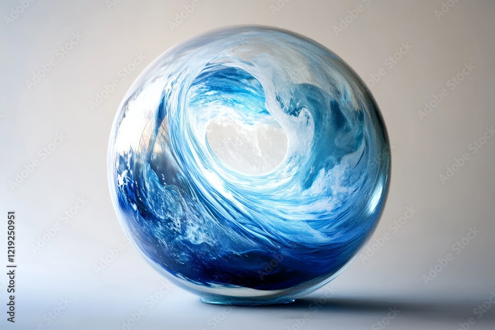 Swirling mystical orb with cyan indigo light in realistic style Swirling mystical orb with cyan indigo light in realistic style