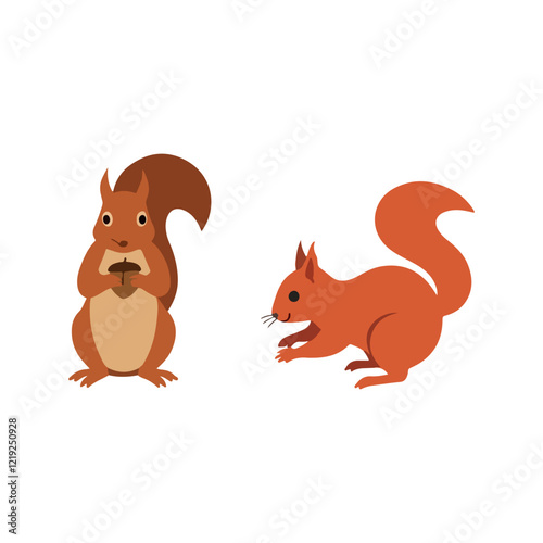 squirrel animal logo icon vector flat design illustrations