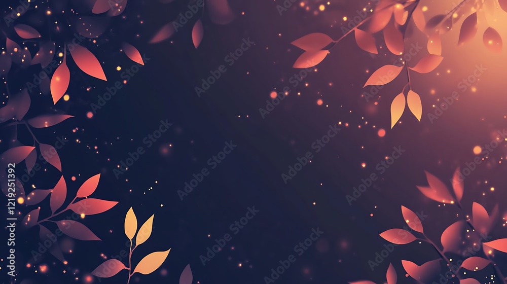 Autumn Leaves Glowing Dark Background Design Autumn Leaves Glowing Dark Background Design