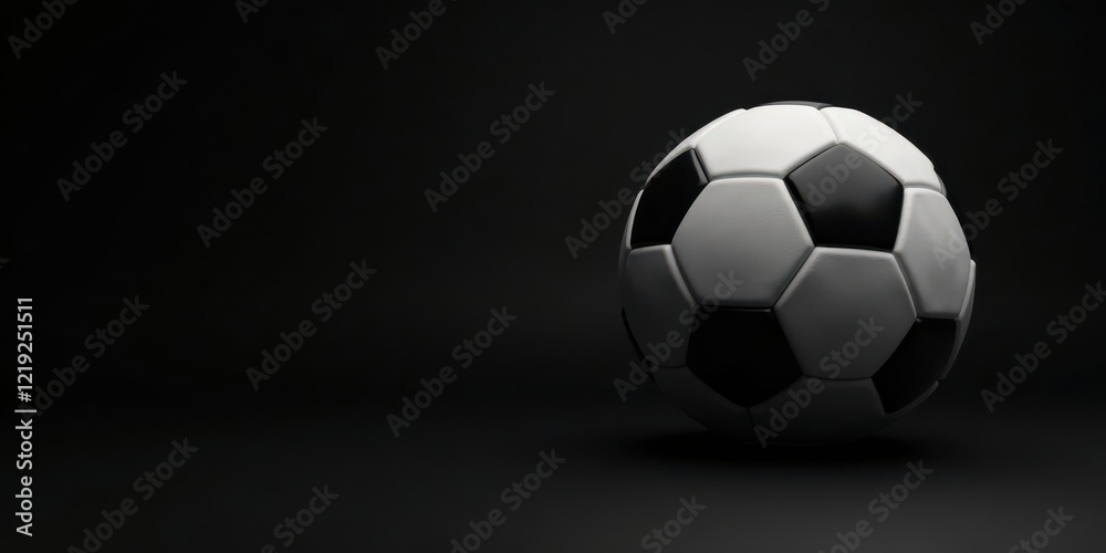 Obraz premium A Classic Black and White Soccer Ball on a Dark Background, Ready for a Thrilling Match