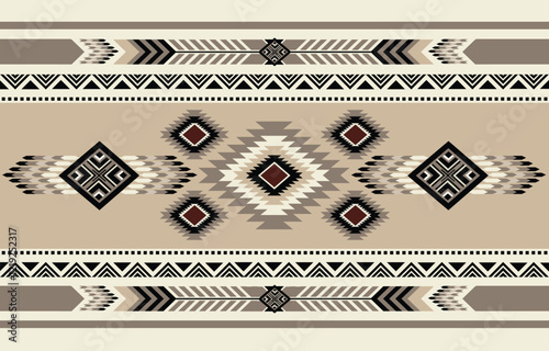 Ethnic tribal aztec african beige stripe background. Seamless tribal pattern, folk embroidery, tradition geometric African ornament. Traditional design for fabric, textile, print, rug, paper