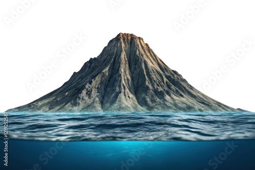 Volcanic island with underwater view isolated with transparent background