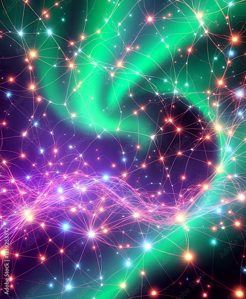 Obraz premium Auroraesque Cybernetic Nodes in Nebula Blues & Purples