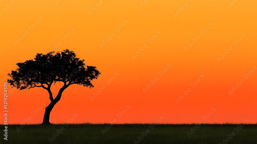 Silhouette of a Lone Tree at Sunset Landscape Silhouette of a Lone Tree at Sunset Landscape