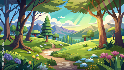 Lovely shallow depth of field fresh landscape of English forest and countryside in Spring sunshine