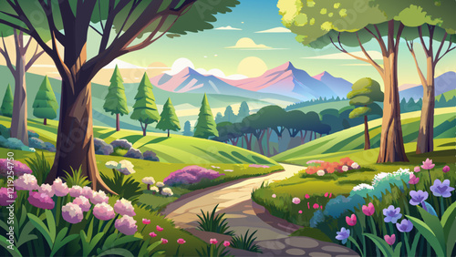 Lovely shallow depth of field fresh landscape of English forest and countryside in Spring sunshine