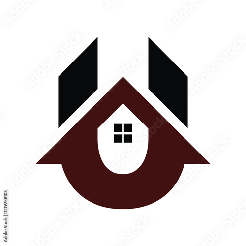 initial letter u house icon logo design template