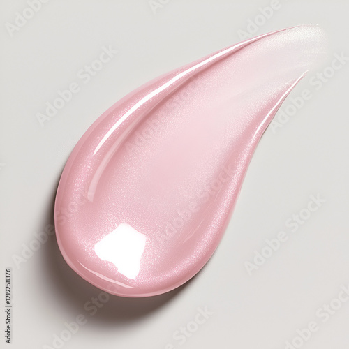 Close-up of a pink cosmetic product swatch with a glossy finish and subtle shimmer.  Perfect for beauty and makeup advertising.
