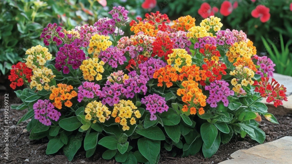 Vibrant Colorful Flowers Blooming in a Lush Garden Landscape Vibrant Colorful Flowers Blooming in a Lush Garden Landscape