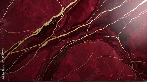 Red to Burgundy Gradient with Marble Texture and Metallic Shine
