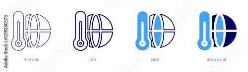 Global warming adaptation icon in 4 different styles. Thin Line, Line, Bold, and Bold Line. Duotone style. Editable stroke