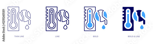 Global warming adaptation strategies icon in 4 different styles. Thin Line, Line, Bold, and Bold Line. Duotone style. Editable stroke