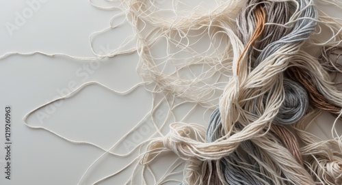 Exploring the intricate web of tangled yarn symbolizes the challenge of setting clear boundaries in relationships. photo