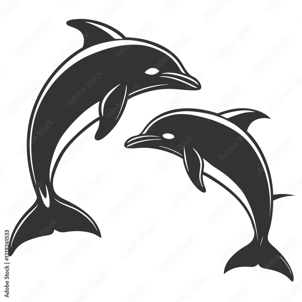 Naklejka premium Silhouettes of dolphins High Quality Editable Vector Design and illustration