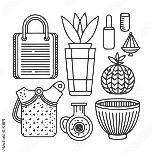 A simple line drawings of everyday objects High Quality Editable Vector Design and illustration