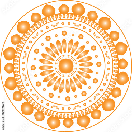Abstract Golden mandala simple ornament floral design with white background