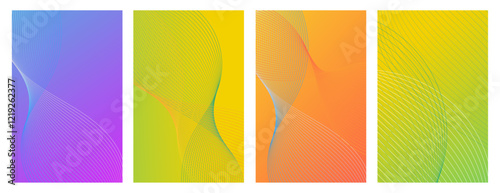 Abstract set of gradient background template wave line petrean.  photo