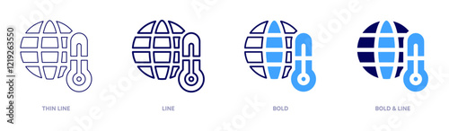 Global warming methane reduction icon in 4 different styles. Thin Line, Line, Bold, and Bold Line. Duotone style. Editable stroke