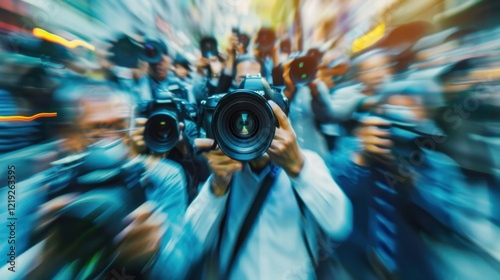 Blurred paparazzi photography symbolizing fame and mystery.