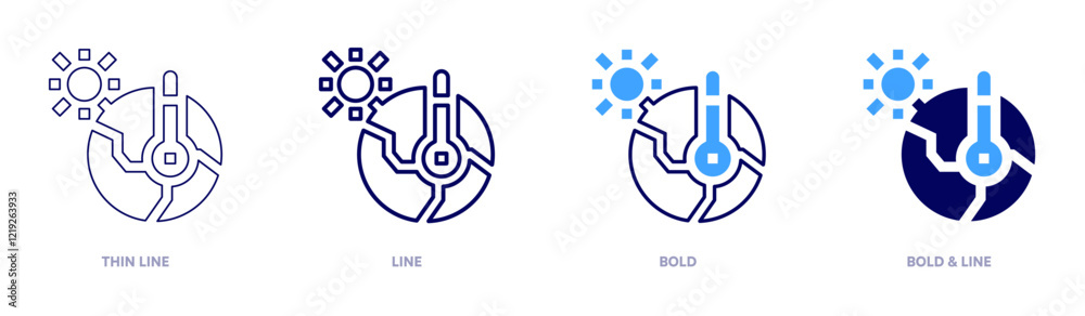 Global warming public opinion icon in 4 different styles. Thin Line, Line, Bold, and Bold Line. Duotone style. Editable stroke Global warming public opinion icon in 4 different styles. Thin Line, Line, Bold, and Bold Line. Duotone style. Editable stroke