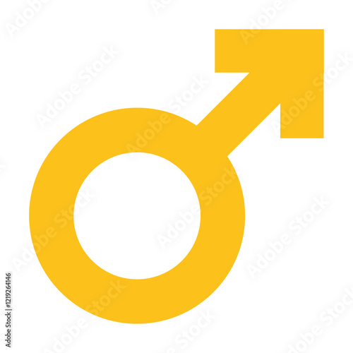 Cartoon Male Gender Symbol Illustration in Yellow, Clipart
