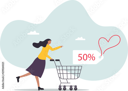 Sales discount online shopping, promotion or bargain retail purchase, e-commerce marketing or sales price tag.business concept.flat character.