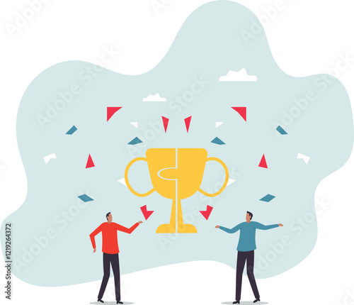 Win-win situation, agreement or solution to win together, solution for best result, teamwork to help success and achieve goal together.business concept.flat character.