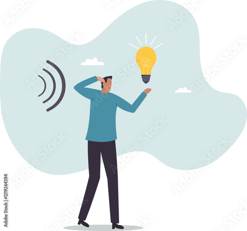 Active listening, communication skill to process information for job effectiveness, engage or aware on discussion or conversation.business concept.flat character.