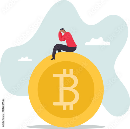 Bitcoin hodl, holder who buy bitcoin or crypto currency for long term investment, crypto investing or believe in Bitcoin independence .business concept.flat character.