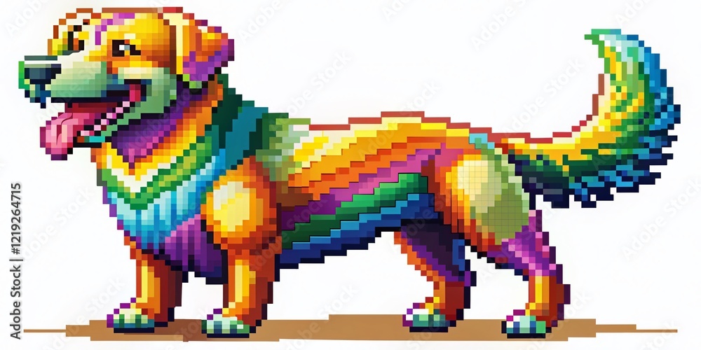Obraz premium Pixel Art Dog with Happy Emotion - Game & Website Asset