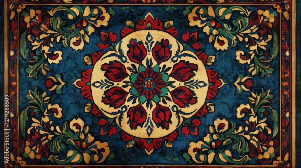 Obraz premium Eco tapestry with floral patterns in red blue and green