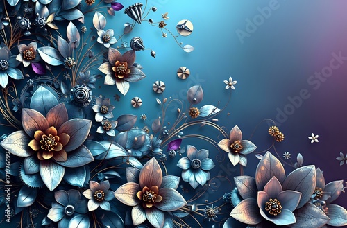 Mechanical Floralia: Futuristic Blooms in Metallic Hues