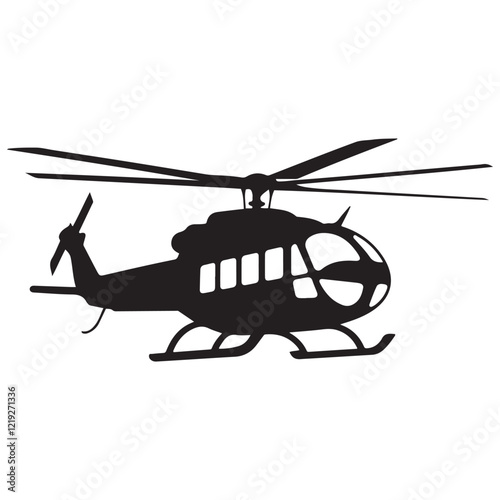 helicopter silhouette vector graphic, copter icon vector illustration