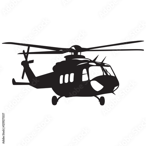 helicopter silhouette vector graphic, copter icon vector illustration