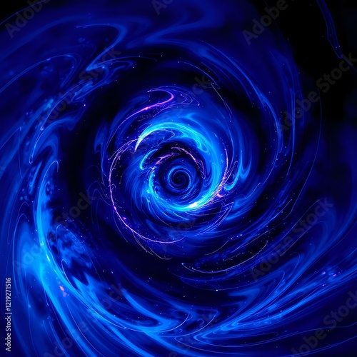 Cosmic Vortex Swirl - Vibrant Blue Spiral Galaxy Art