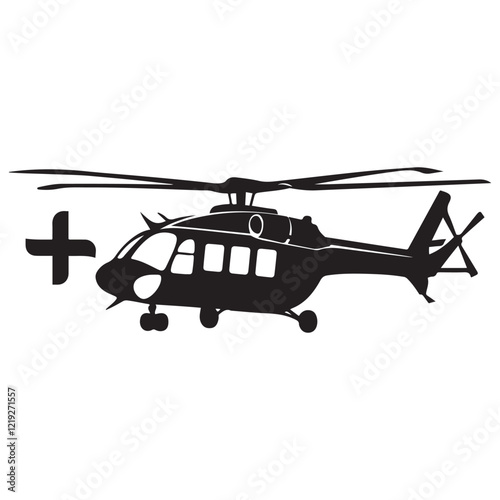 helicopter silhouette vector graphic, copter icon vector illustration