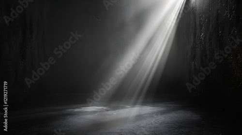 Black background with a single spotlight from the right, dark black wall, minimalistic background image, perfect for websites