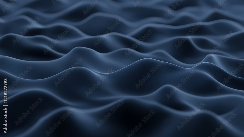 Obraz premium bold 3D dark blue wave pattern creates mesmerizing visual effect, showcasing smooth curves and depth. undulating surface evokes sense of calm and tranquility