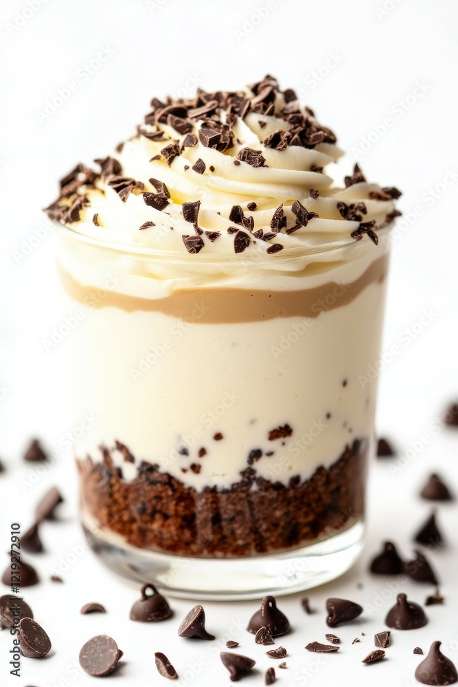 Delicious layered dessert with chocolate and caramel elements Delicious layered dessert with chocolate and caramel elements
