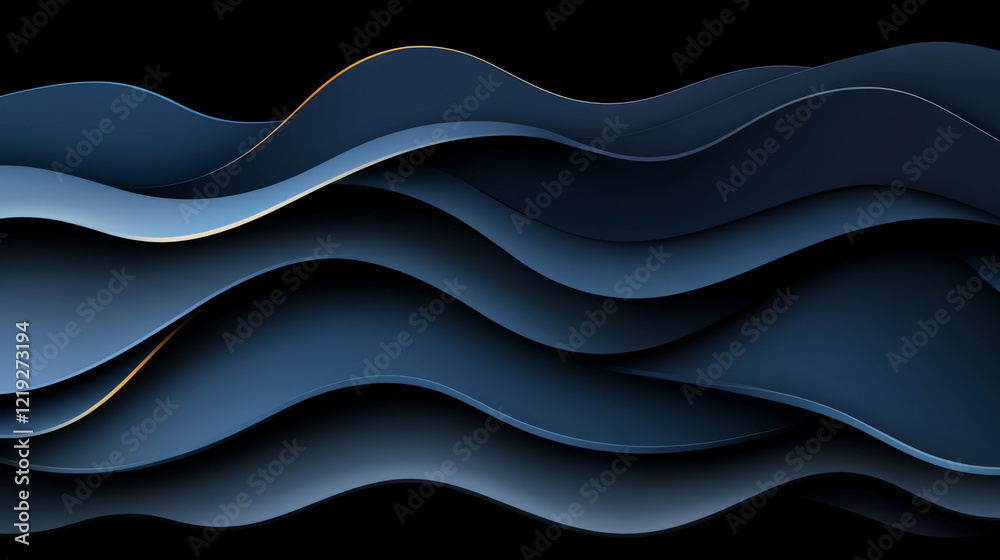 Layered dark blue wave pattern with smooth curves and depth, creating modern and abstract design. Ideal for backgrounds or digital art projects Layered dark blue wave pattern with smooth curves and depth, creating modern and abstract design. Ideal for backgrounds or digital art projects