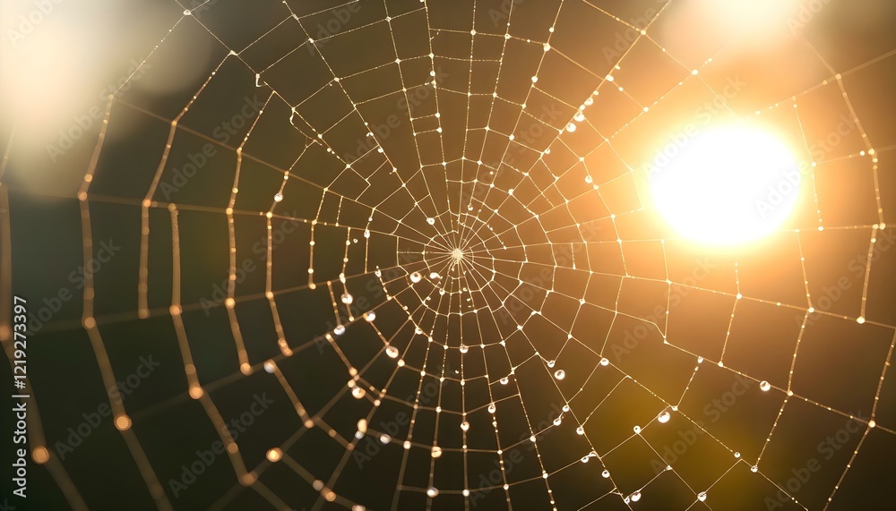 a spider web with water drops on it a spider web with water drops on it