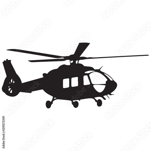 helicopter silhouette vector graphic, copter icon vector illustration
