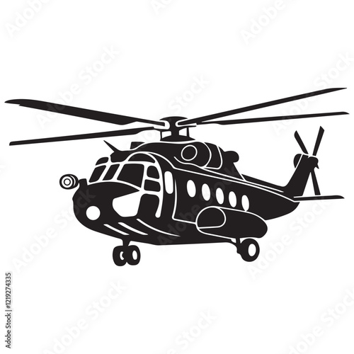 helicopter silhouette vector graphic, copter icon vector illustration