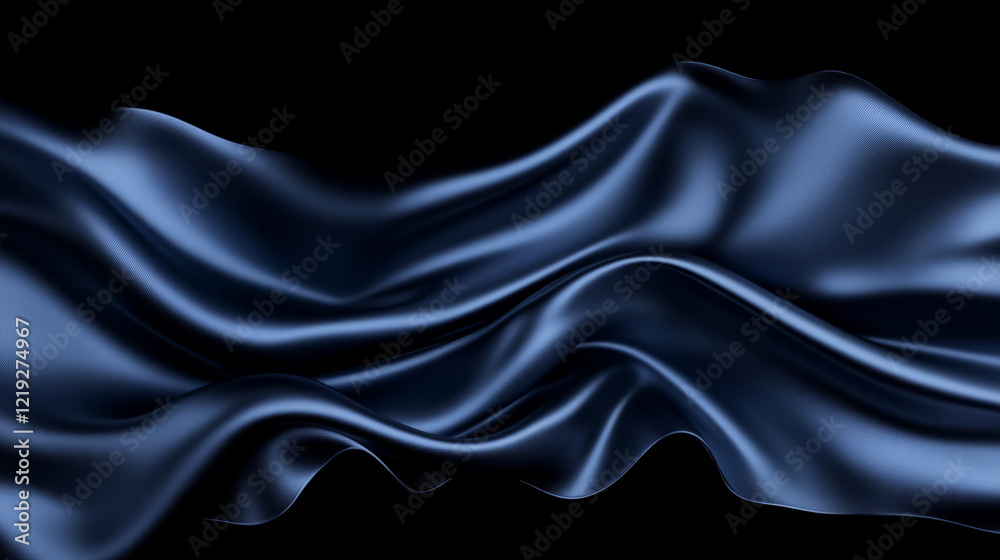 Obraz premium Fluid 3D abstract wave in dark blue tones, creating sense of movement and depth. smooth texture and flowing design evoke calming and serene atmosphere