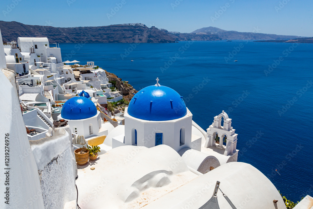 Santorini blue dome churches-Greece