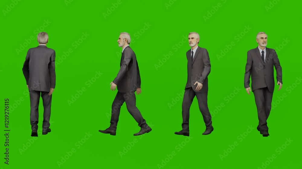 3D animation set of senior activity to create a green screen chroma key effect 3D animation set of senior activity to create a green screen chroma key effect