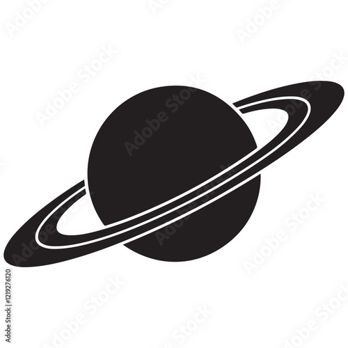 Planet Saturn with planetary ring vector, cosmos and planet silhouette