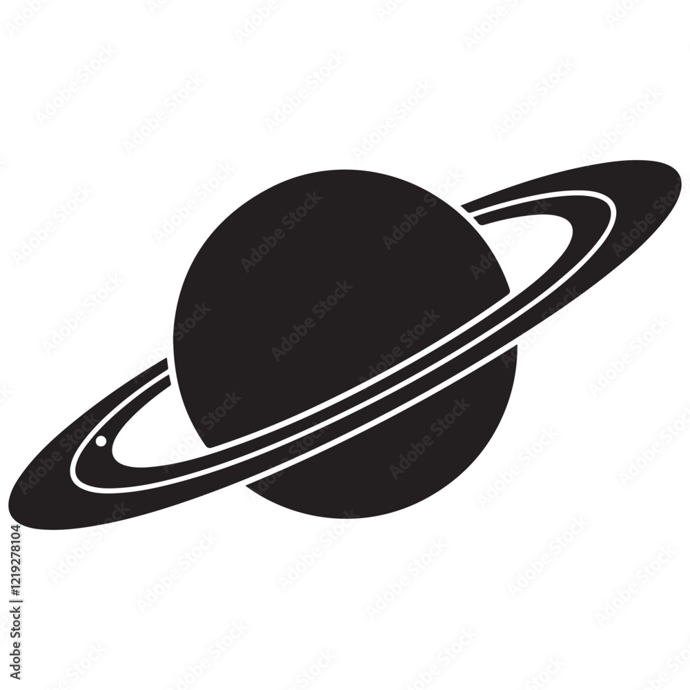 Planet Saturn with planetary ring vector, cosmos and planet silhouette Planet Saturn with planetary ring vector, cosmos and planet silhouette